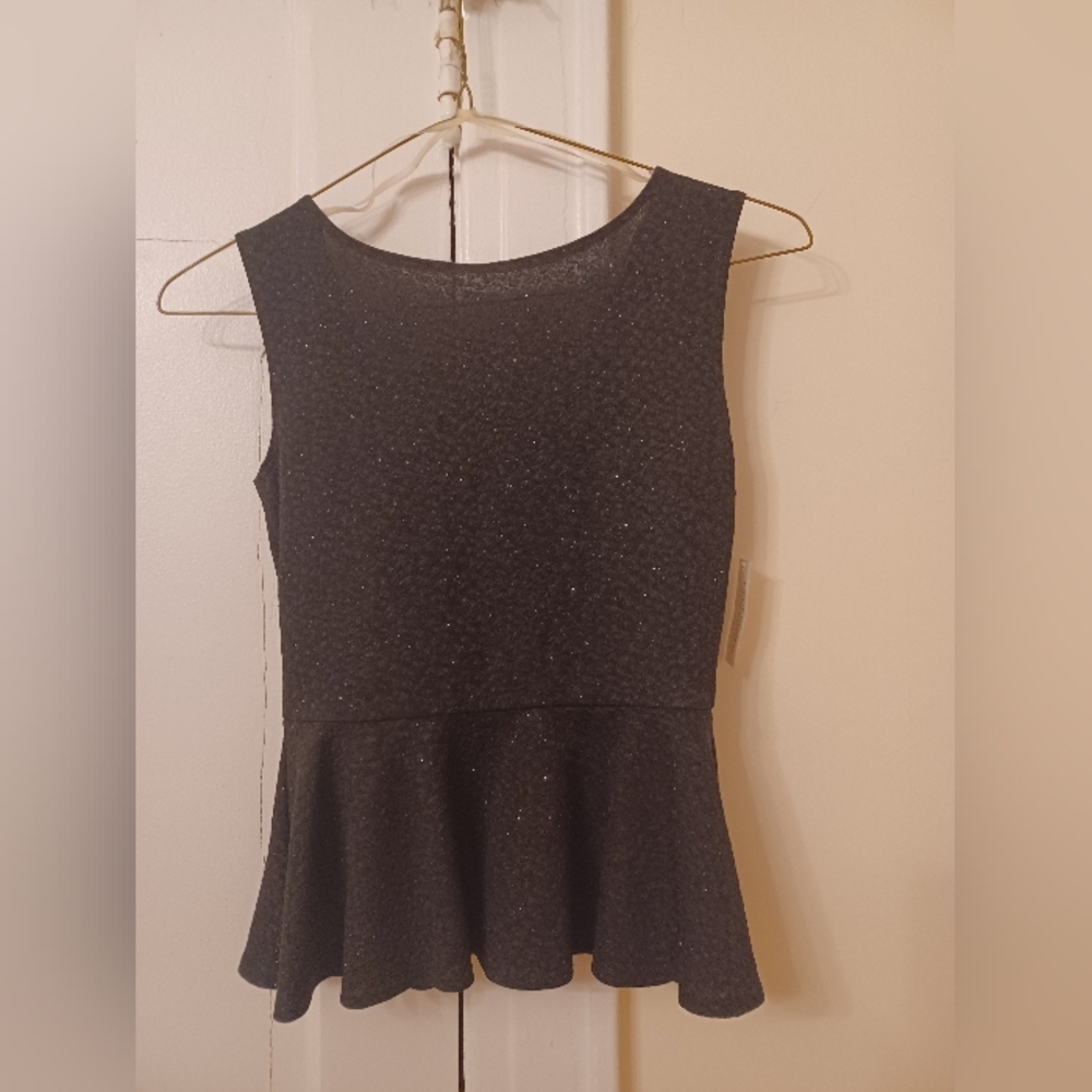 Sparkle Black Sleeveless Peplum Top